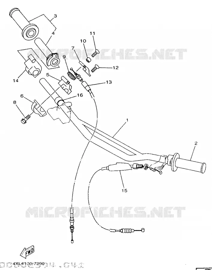 GUIDON ET CABLES Yamaha MOTO 125 1998 YZ  YZ125