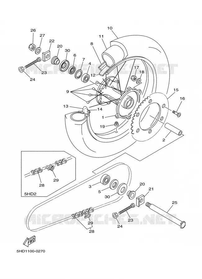 ROUE ARRIERE Yamaha MOTO 125 2000 YZ  YZ125