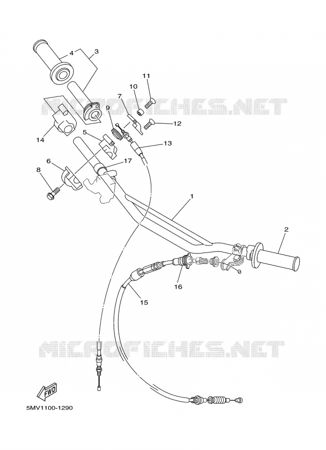 GUIDON ET CABLES Yamaha MOTO 125 2001 YZ  YZ125