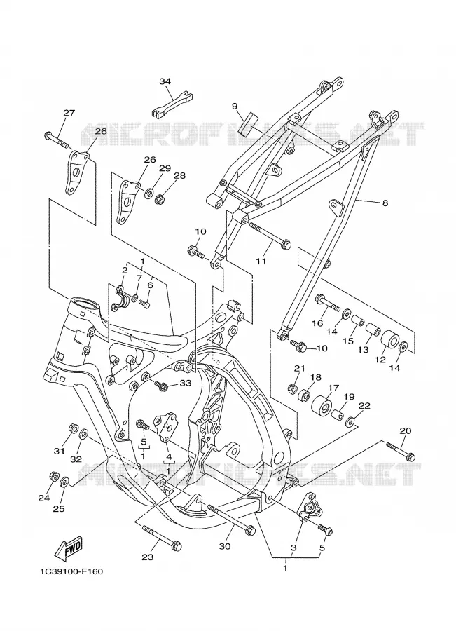 CADRE Yamaha MOTO 125 2008 YZ  YZ125