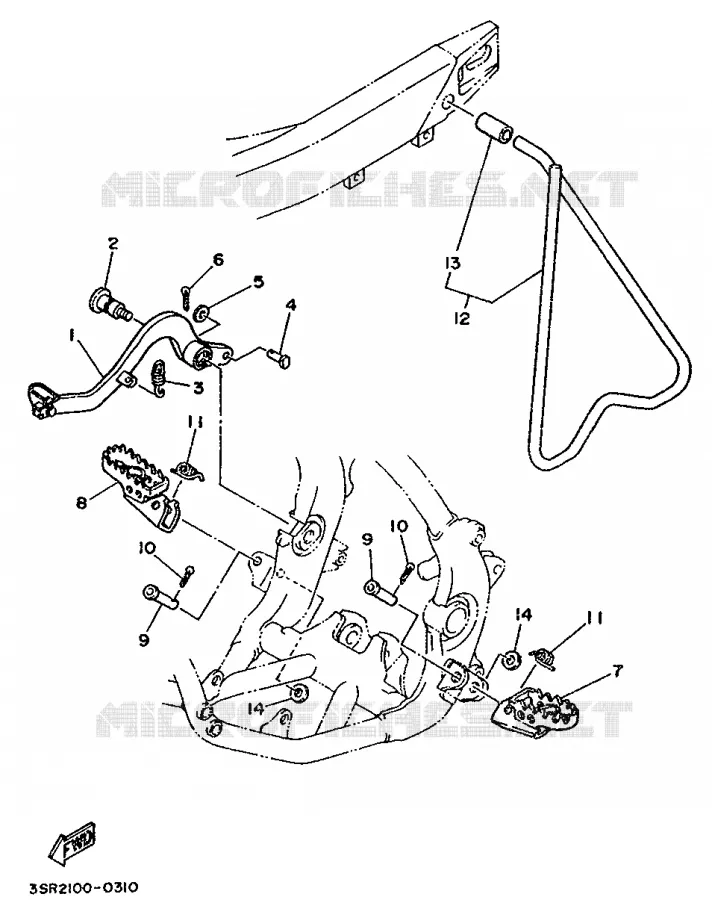 SUPPORT / REPOSE PIEDS Yamaha MOTO 125 1990 YZ  YZ125LC