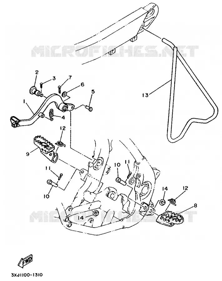 SUPPORT / REPOSE PIEDS Yamaha MOTO 125 1992 YZ  YZ125LC