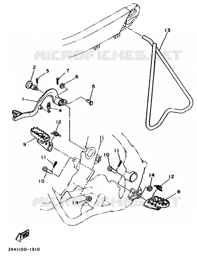 SUPPORT / REPOSE PIEDS Yamaha MOTO 125 1994 YZ  YZ125LC