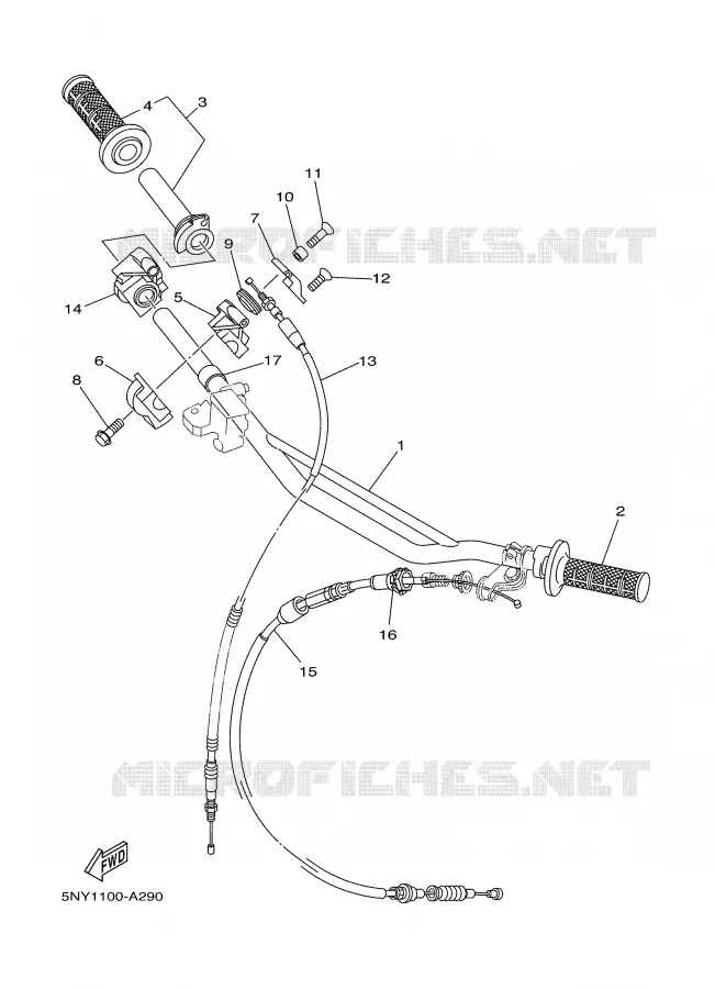 GUIDON ET CABLES Yamaha MOTO 125 2002 YZ  YZ125P
