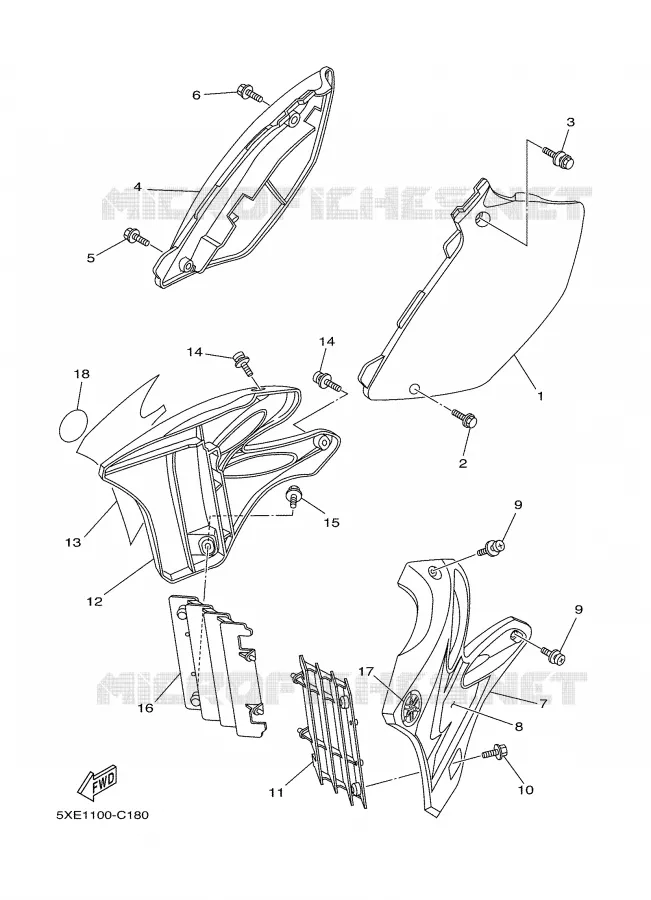 COUVERCLE LATERAL Yamaha MOTO 125 2004 YZ  YZ125S