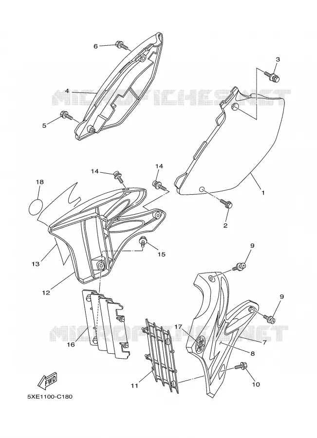 COUVERCLE LATERAL Yamaha MOTO 125 2004 YZ  YZ125S