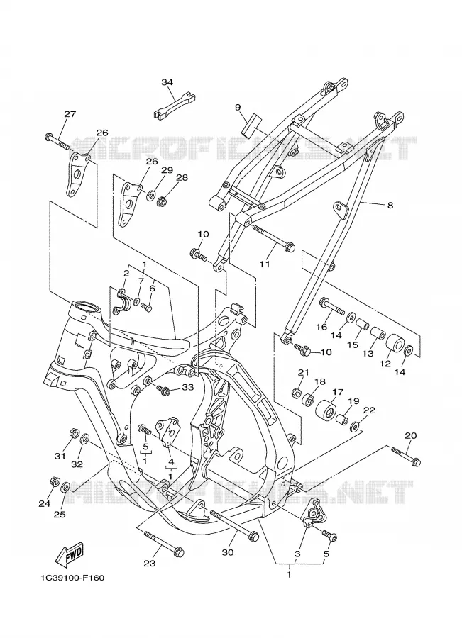 CADRE Yamaha MOTO 125 2007 YZ  YZ125W