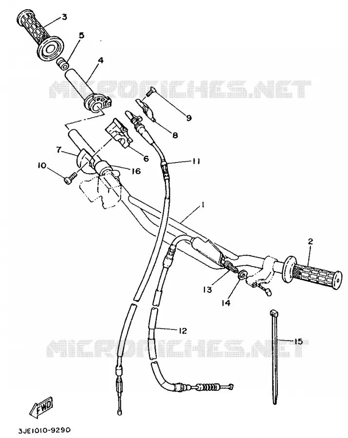 GUIDON ET CABLES Yamaha MOTO 250 1991 YZ  YZ250
