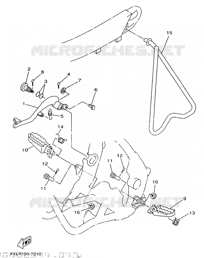 SUPPORT / REPOSE PIEDS Yamaha MOTO 250 1998 YZ  YZ250