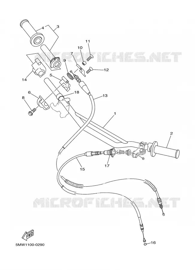 GUIDON ET CABLES Yamaha MOTO 250 2000 YZ  YZ250