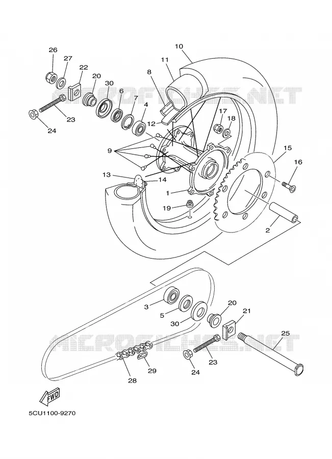 ROUE ARRIERE Yamaha MOTO 250 2000 YZ  YZ250