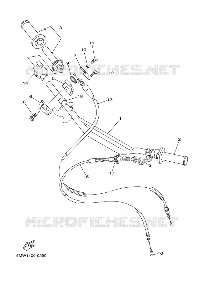 GUIDON ET CABLES Yamaha MOTO 250 2001 YZ  YZ250