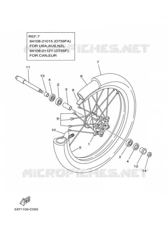 ROUE AVANT Yamaha MOTO 250 2004 YZ  YZ250