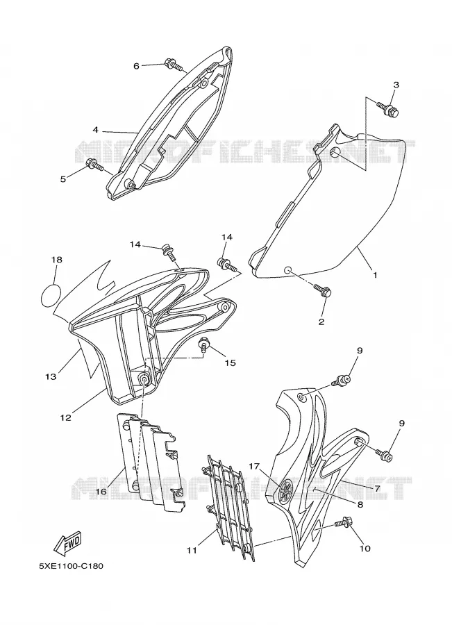COUVERCLE LATERAL Yamaha MOTO 250 2004 YZ  YZ250
