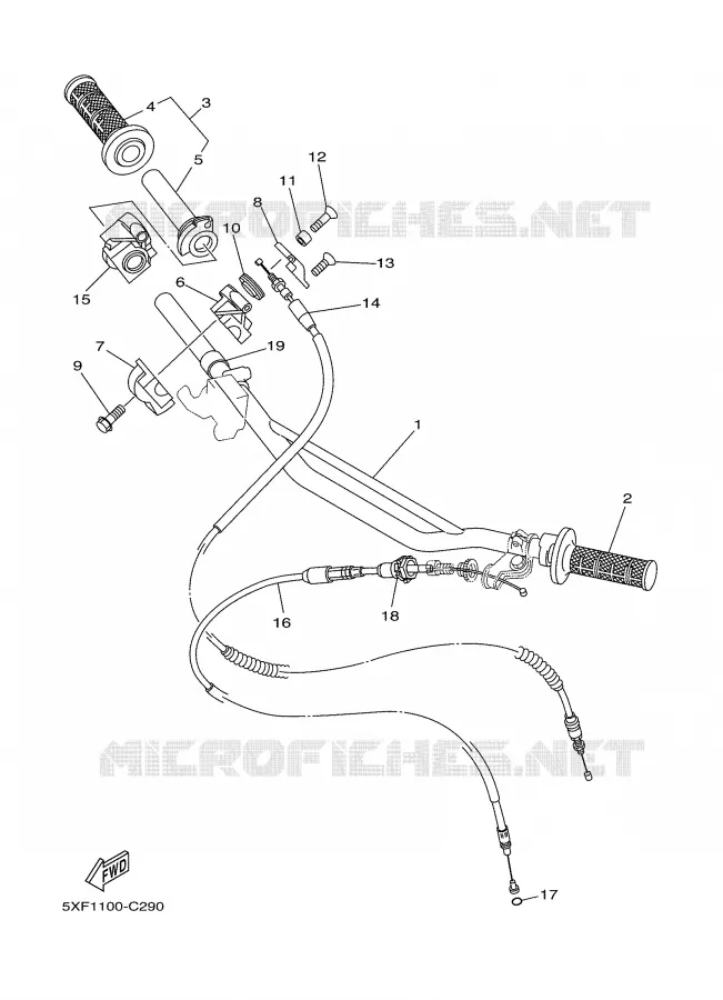 GUIDON ET CABLES Yamaha MOTO 250 2004 YZ  YZ250
