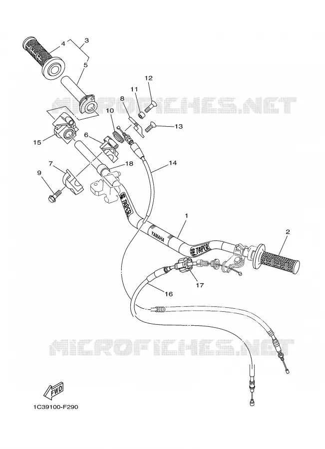 GUIDON ET CABLES Yamaha MOTO 250 2009 YZ  YZ250