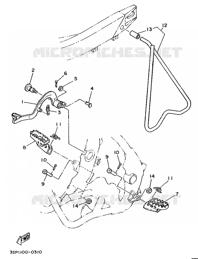 SUPPORT / REPOSE PIEDS Yamaha MOTO 250 1990 YZ  YZ250A