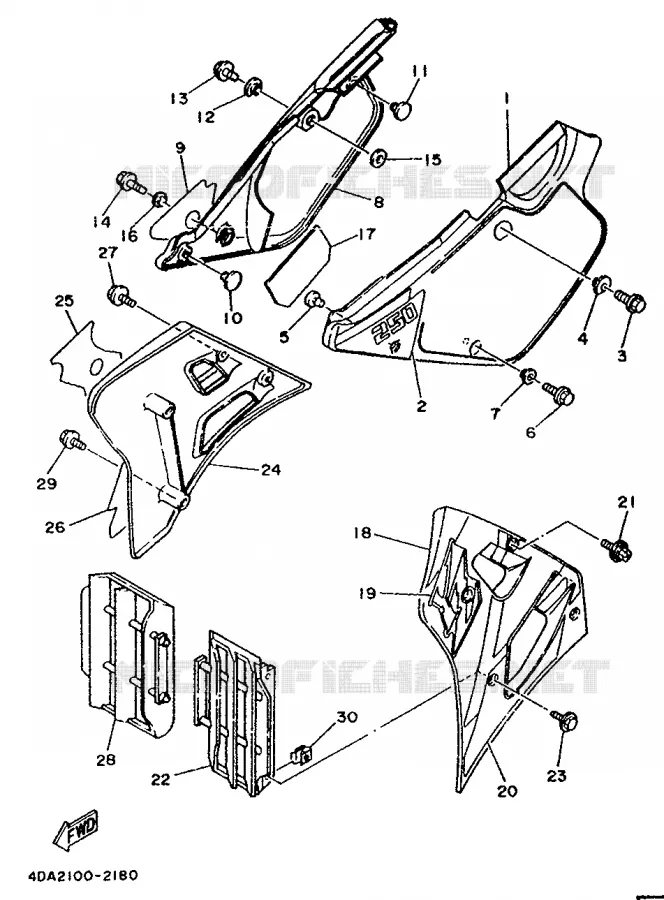 COUVERCLE LATERAL Yamaha MOTO 250 1992 YZ  YZ250D