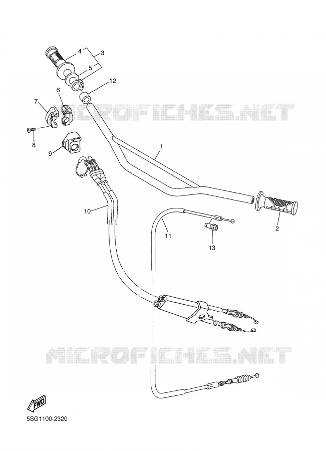 GUIDON ET CABLES Yamaha MOTO 250 2002 YZF  YZ250F