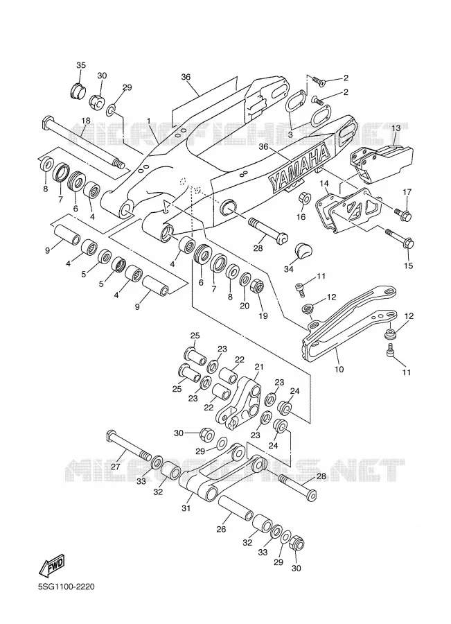 BRAS ARRIERE Yamaha MOTO 250 2002 YZF  YZ250F