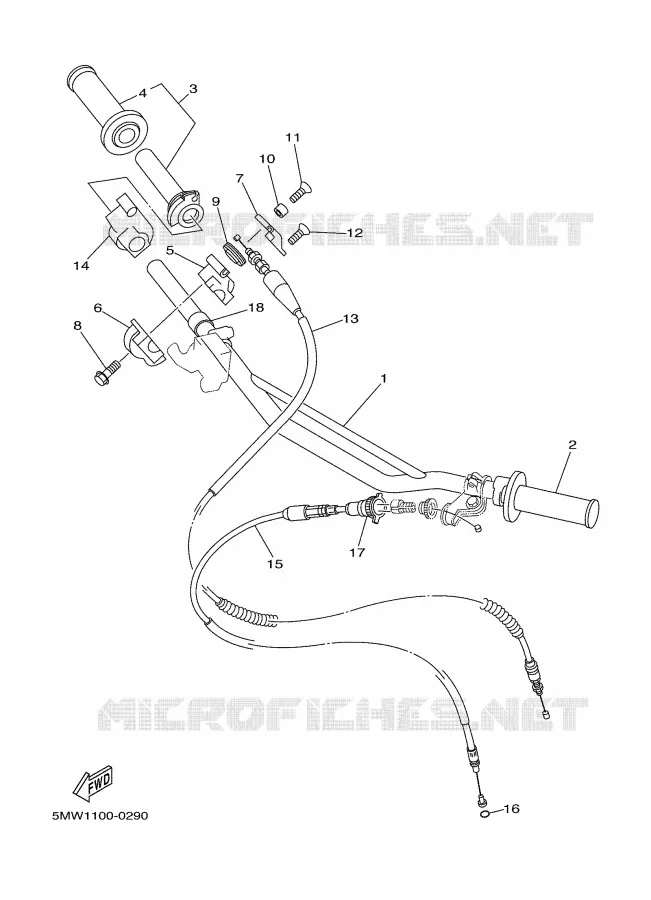 GUIDON ET CABLES Yamaha MOTO 250 2001 YZ  YZ250N