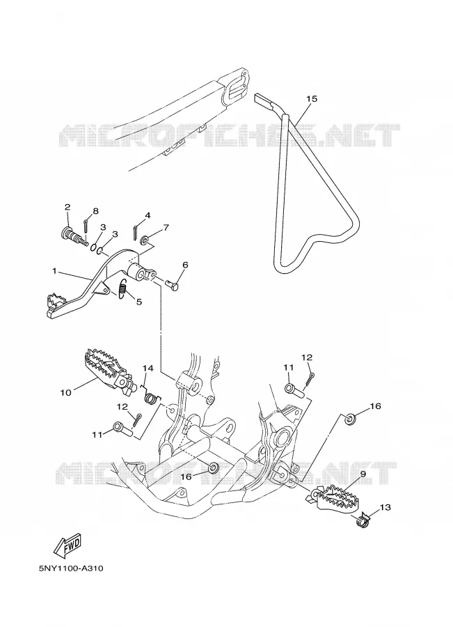 SUPPORT / REPOSE PIEDS Yamaha MOTO 250 2002 YZ  YZ250P