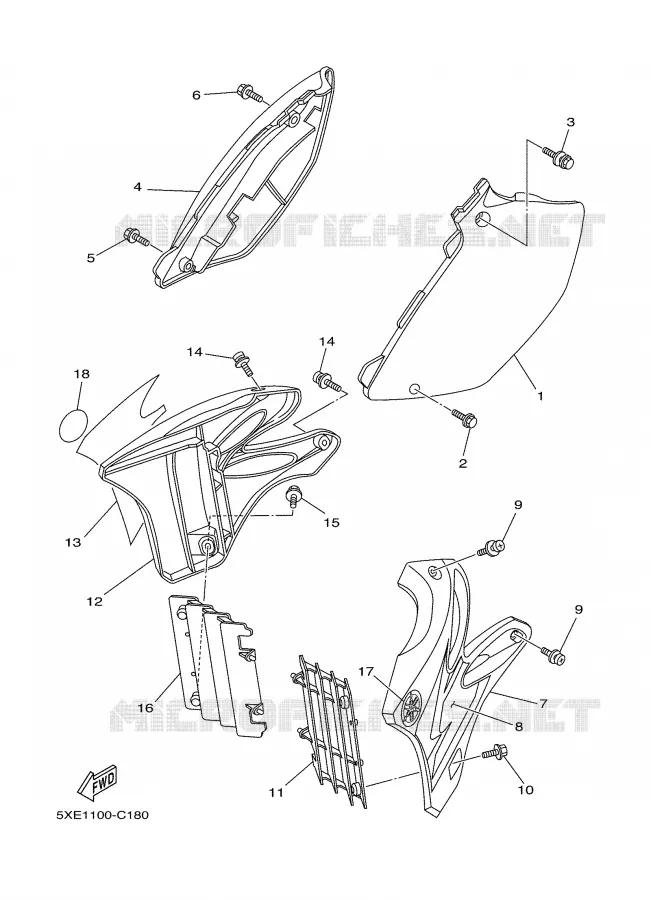 COUVERCLE LATERAL Yamaha MOTO 250 2004 YZ  YZ250S