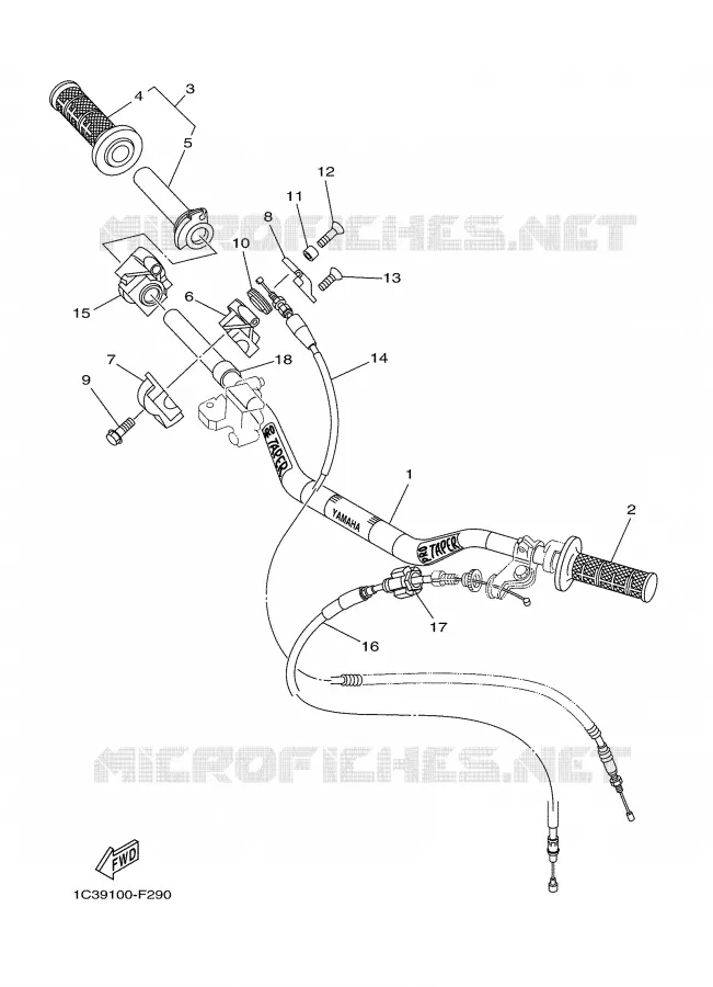 GUIDON ET CABLES Yamaha MOTO 250 2008 YZ  YZ250