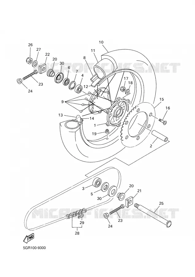 ROUE ARRIERE Yamaha MOTO 426 2002 YZF  YZ426F