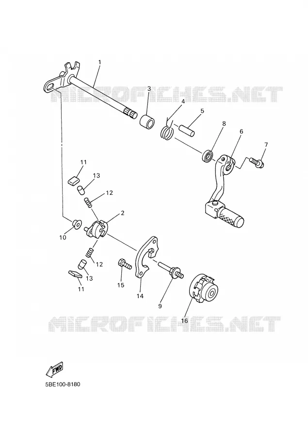AXE DE SELECTEUR / PEDALE Yamaha MOTO 426 2001 YZF  YZ426FN