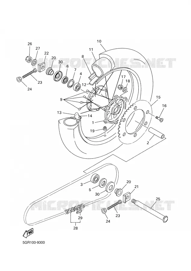 ROUE ARRIERE Yamaha MOTO 426 2001 YZF  YZ426FN