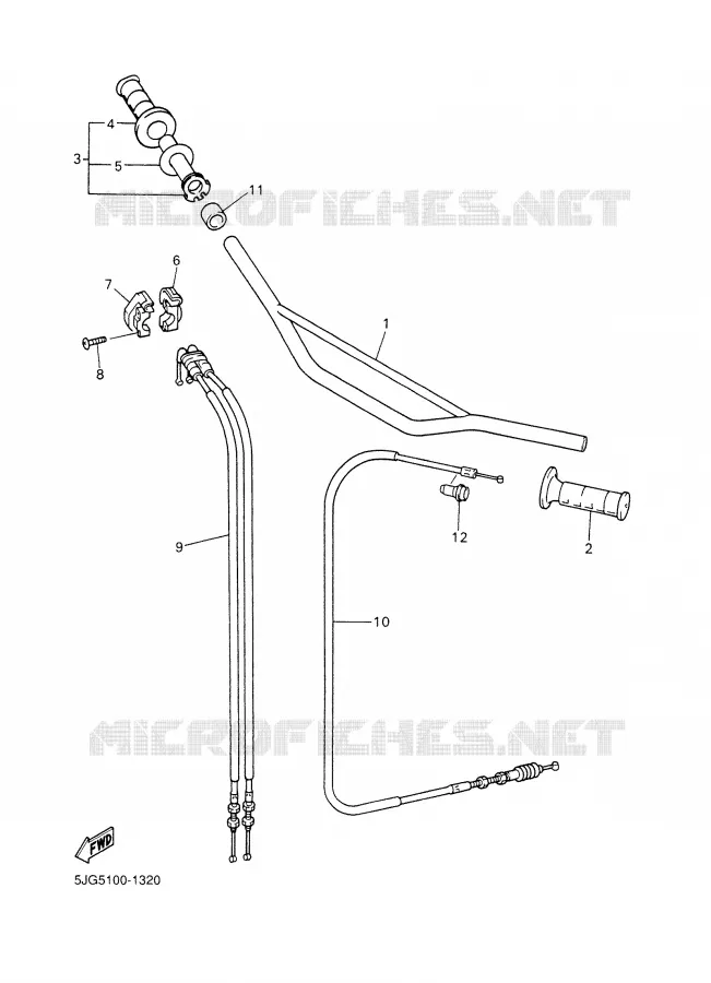GUIDON ET CABLES Yamaha MOTO 426 2001 YZF  YZ426FN