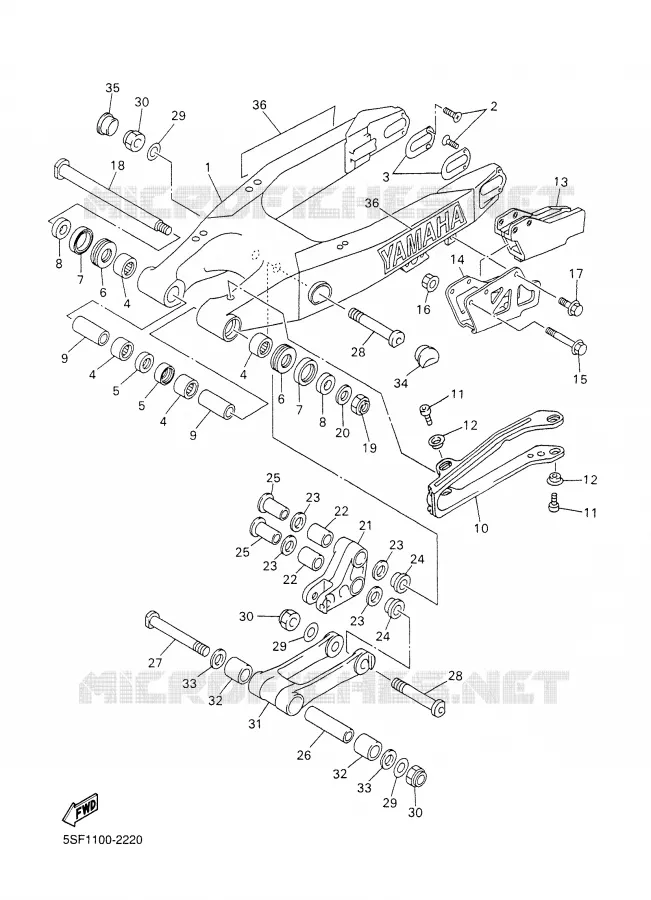 BRAS ARRIERE Yamaha MOTO 426 2002 YZF  YZ426FP