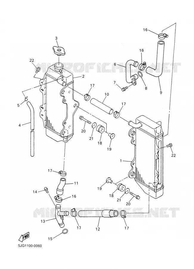 RADIATEUR / DURITES Yamaha MOTO 426 2002 YZF  YZ426FP