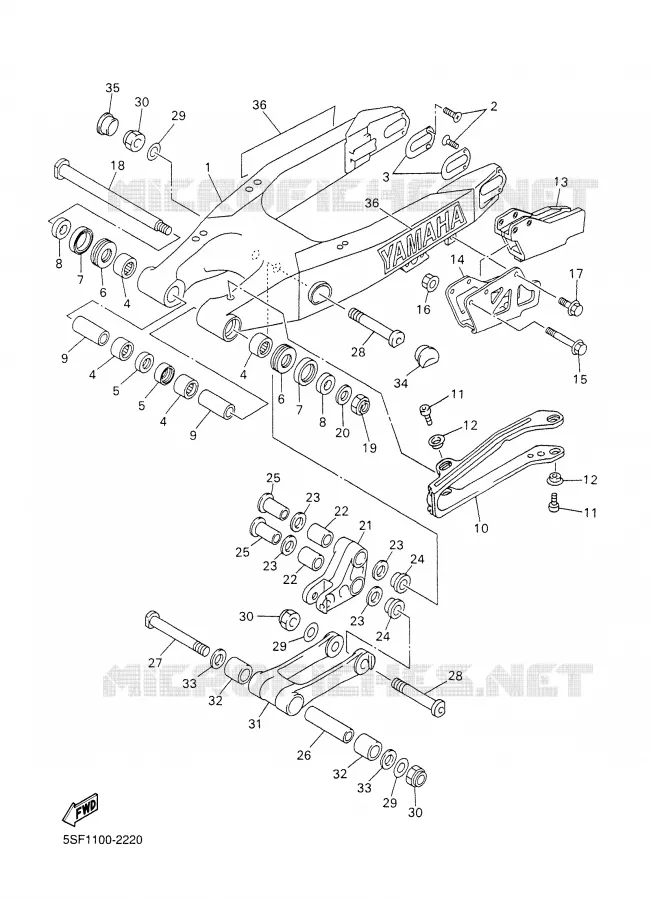BRAS ARRIERE Yamaha MOTO 426 2002 YZF  YZ426FP