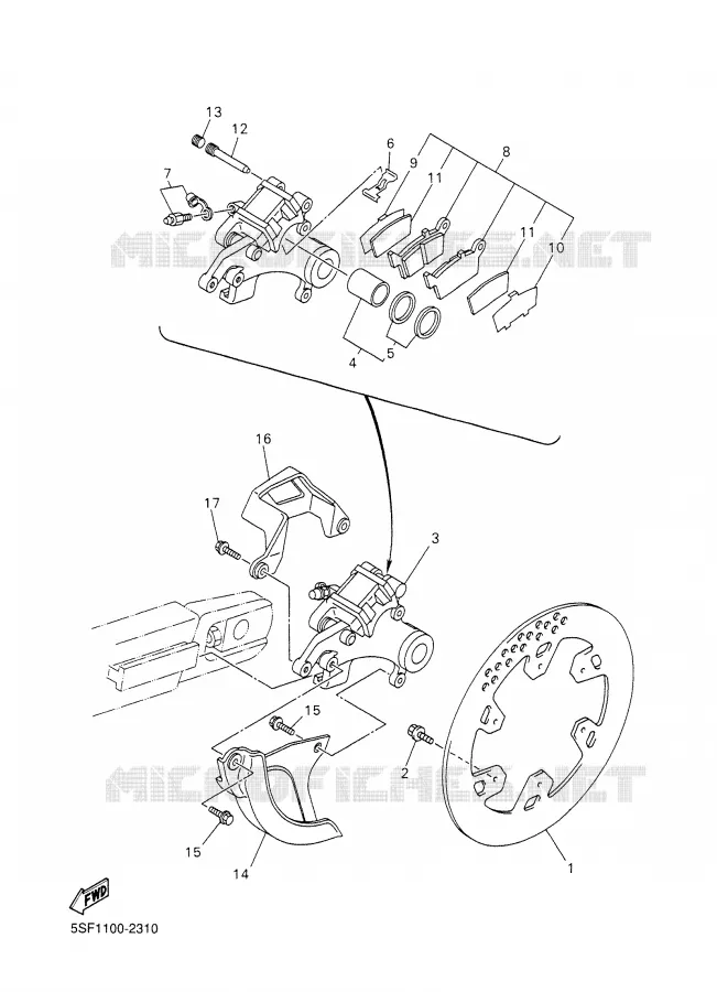 ETRIER DE FREIN ARRIERE Yamaha MOTO 426 2002 YZF  YZ426FP