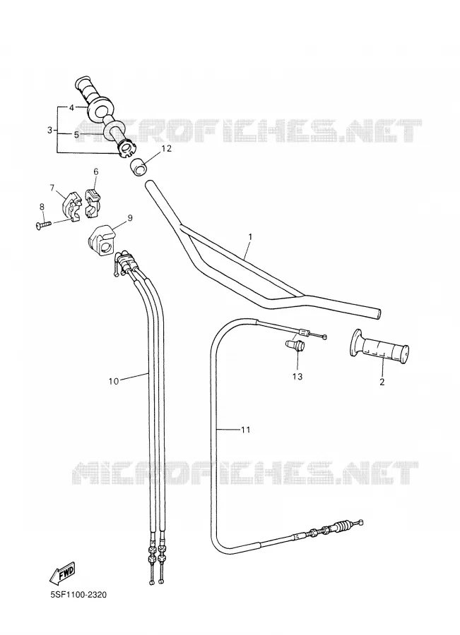 GUIDON ET CABLES Yamaha MOTO 426 2002 YZF  YZ426FP