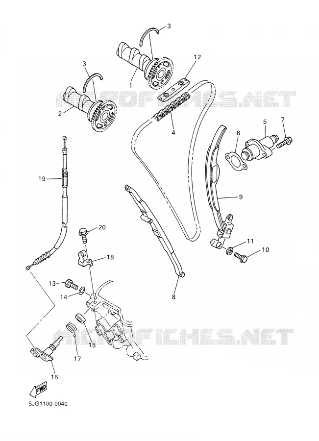 ARBRE A CAMES / CHAINE DE DISTRIBUTION Yamaha MOTO 426 2002 YZF  YZ426FP