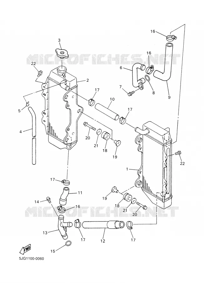 RADIATEUR / DURITES Yamaha MOTO 426 2002 YZF  YZ426FP