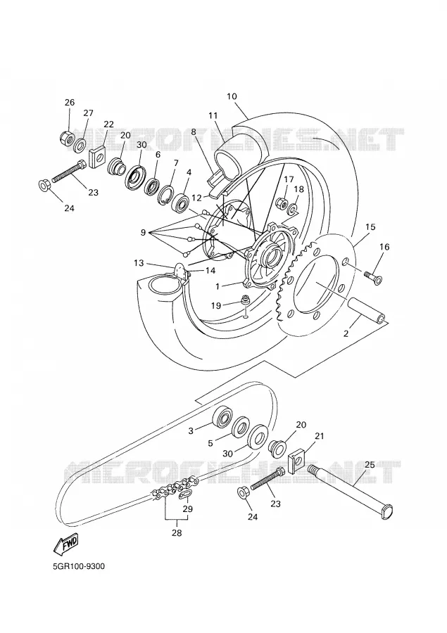 ROUE ARRIERE Yamaha MOTO 450 2003 YZF  YZ450F