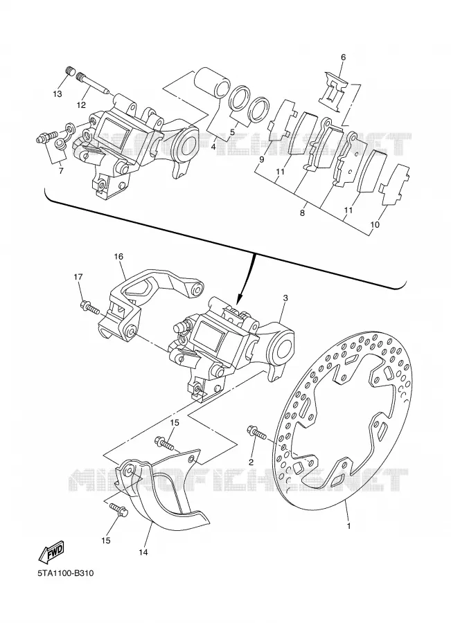 ETRIER DE FREIN ARRIERE Yamaha MOTO 450 2003 YZF  YZ450F