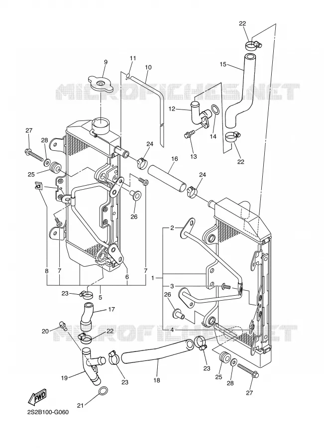 RADIATEUR / DURITES Yamaha MOTO 450 2007 YZF  YZ450F