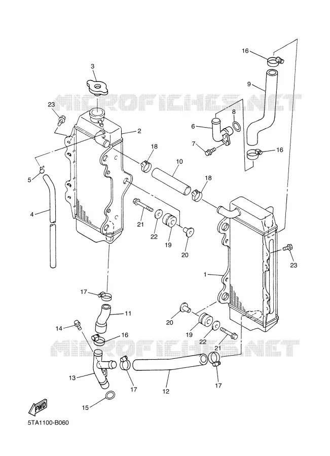 RADIATEUR / DURITES Yamaha MOTO 450 2004 YZF  YZ450FS