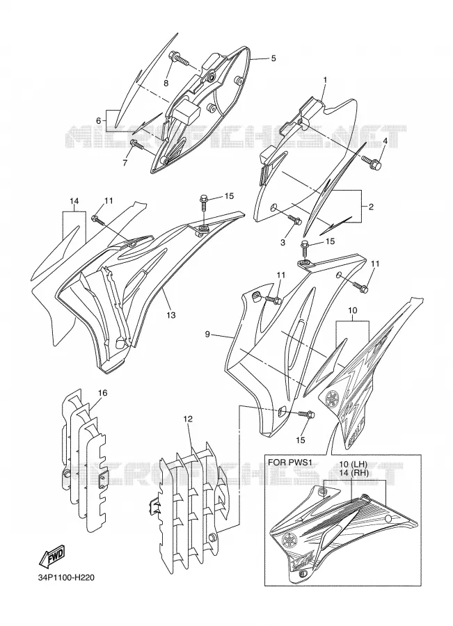 COUVERCLE LATERAL Yamaha MOTO 450 2009 YZF  YZ450FY