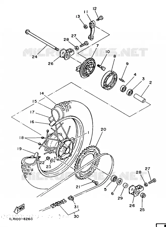 ROUE ARRIERE Yamaha MOTO 80 1986 YZ  YZ80