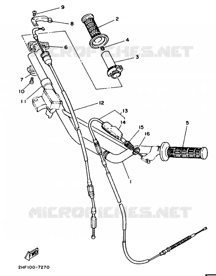 GUIDON ET CABLES Yamaha MOTO 80 1988 YZ  YZ80