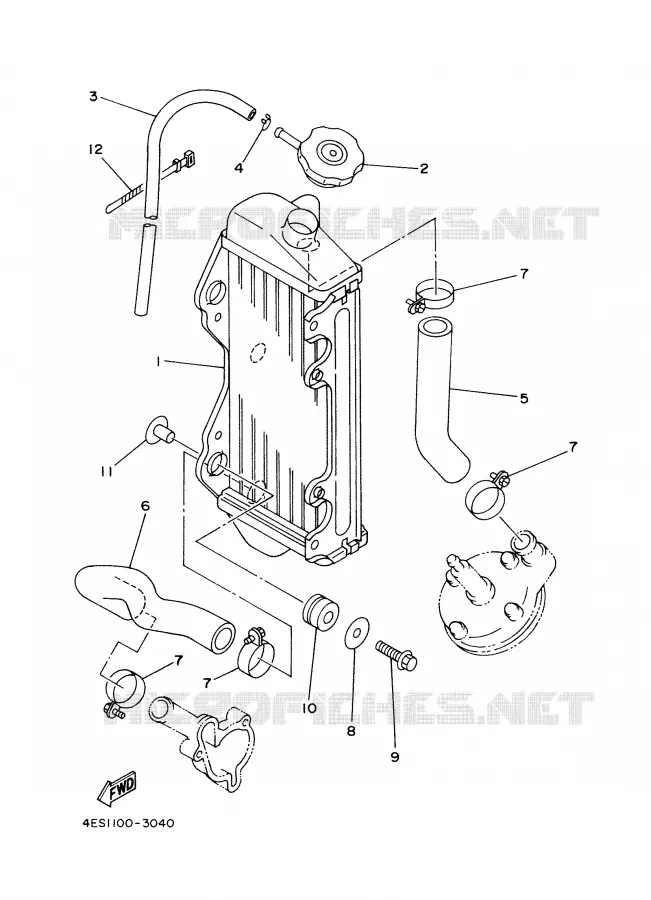 RADIATEUR / DURITES Yamaha MOTO 80 2000 YZ  YZ80