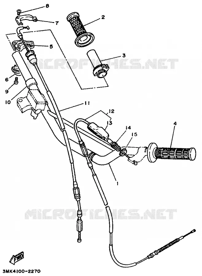 GUIDON ET CABLES Yamaha MOTO 80 1993 YZ  YZ80E