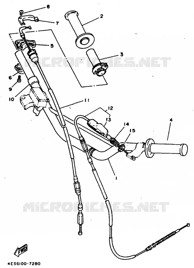 GUIDON ET CABLES Yamaha MOTO 80 1999 YZ  YZ80L