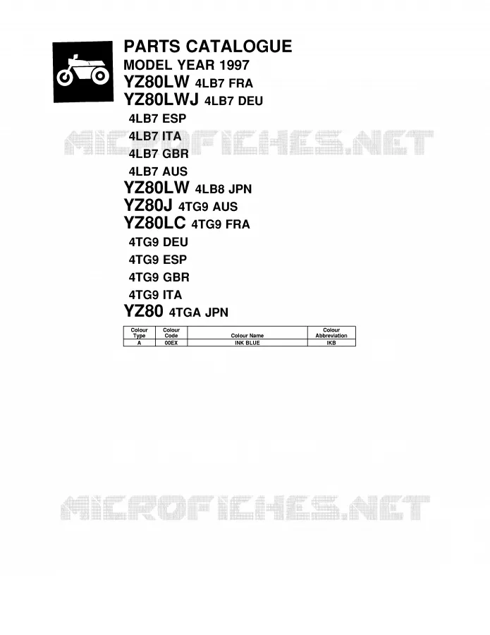 * CATALOG PREFACE * Yamaha MOTO 80 1997 YZ  YZ80LC